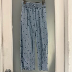 NWOT Disney Parks Blue “denim-like” Minnie Mouse embroidered Pants